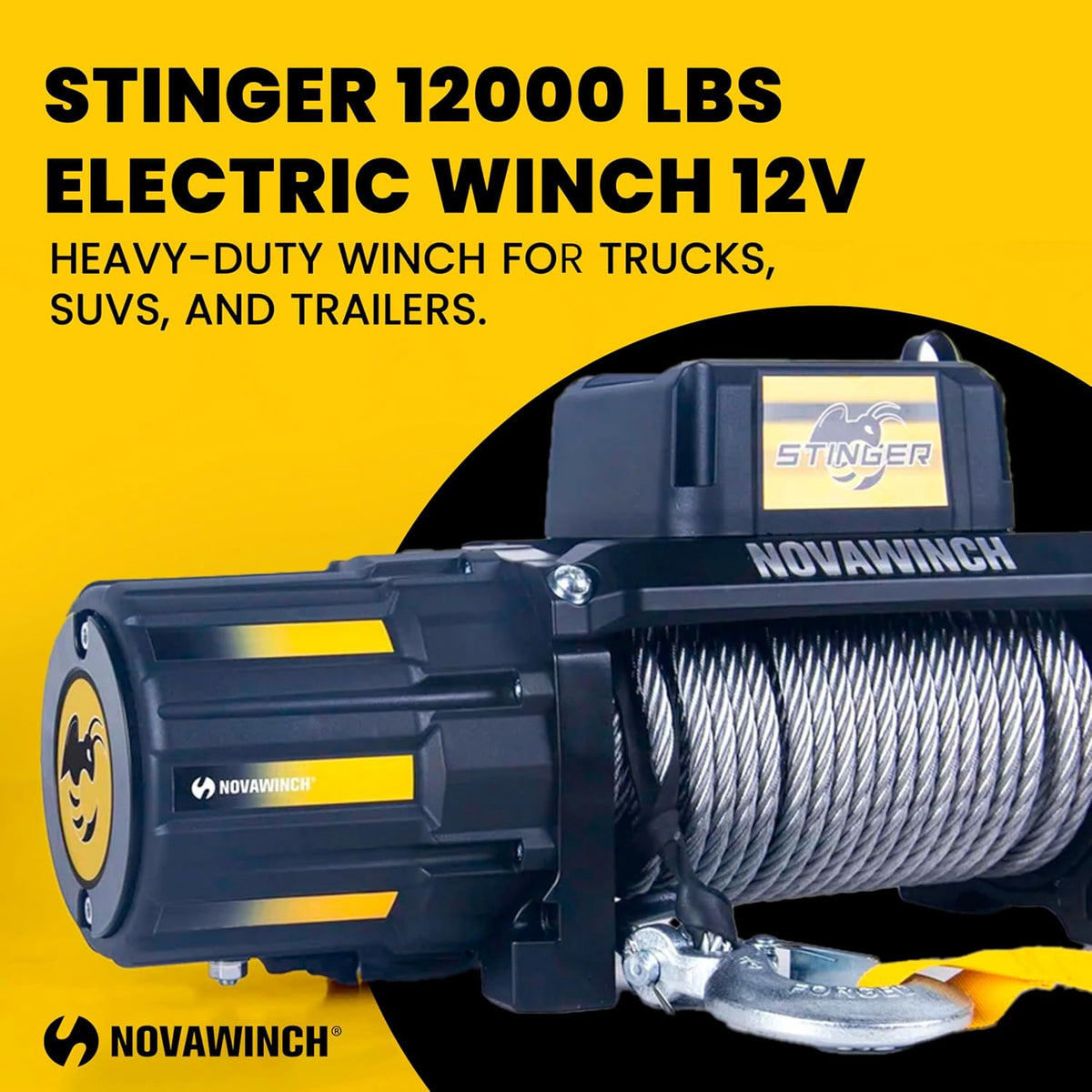 Novawinch Stinger 12,000 Recovery Winch, 12v, Wireless