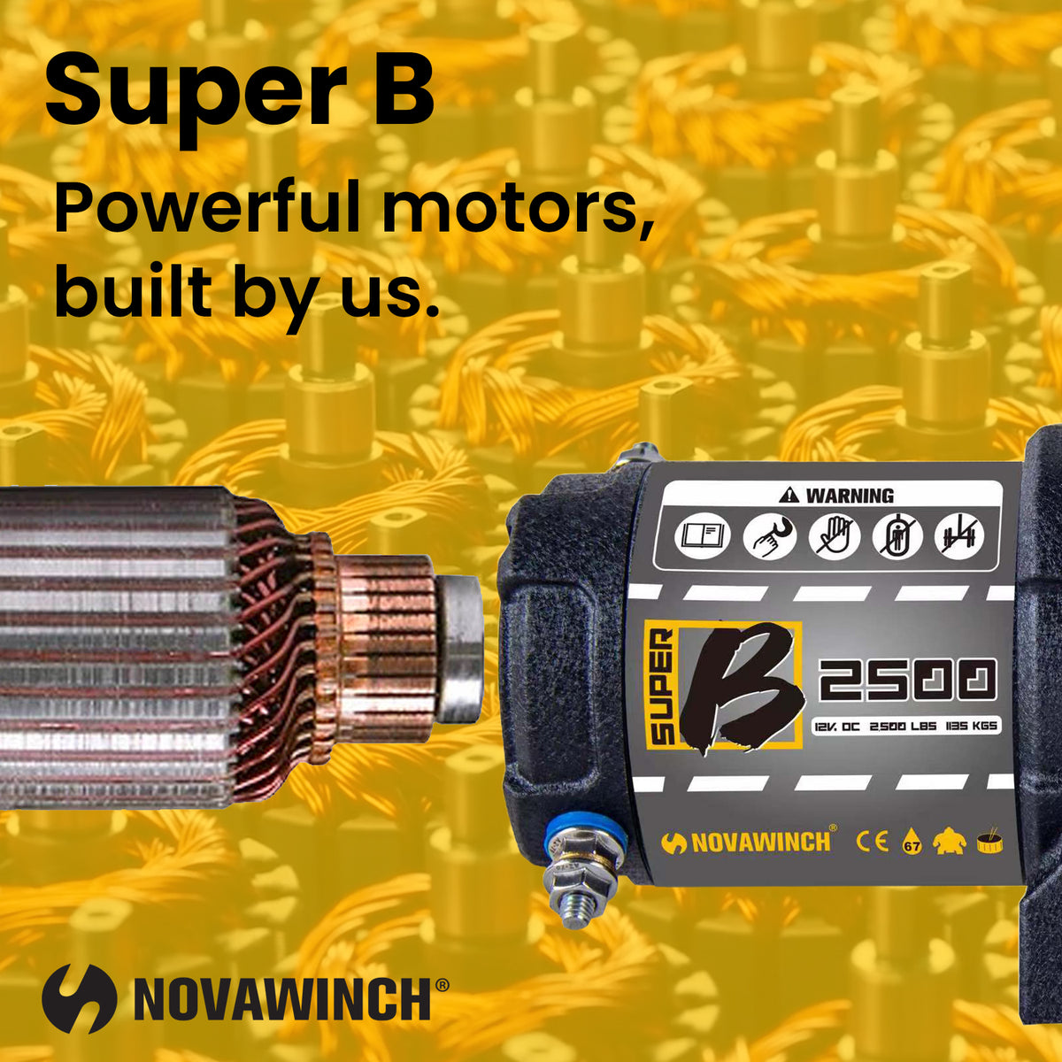 Novawinch Super B 12v Winch for ATV/SxS/trailers and utility - Standard Mounting