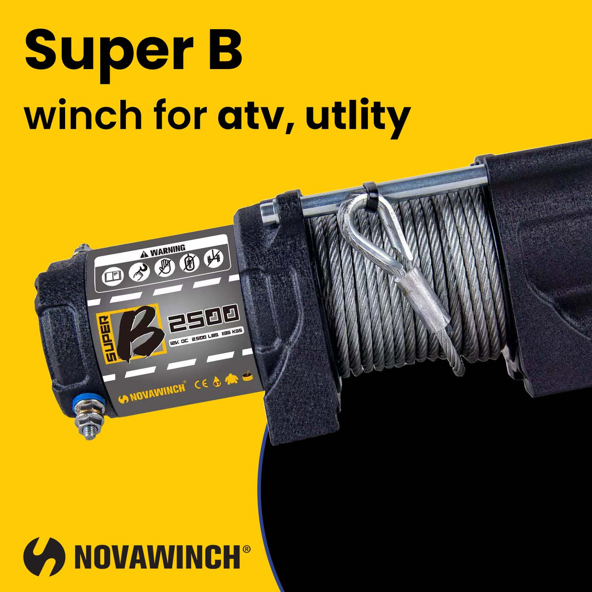 Novawinch Super B 12v Winch for ATV/SxS/trailers and utility - Standard Mounting