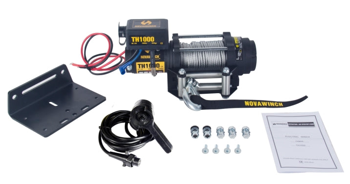 TH1000 Electric Hoist 1000 lb - 12V DC Power Hoist with Mechanical Brake - Cable Hoist with Plug in Remote Control - Vertical or Horizontal Mount Lifting System for Material Handling