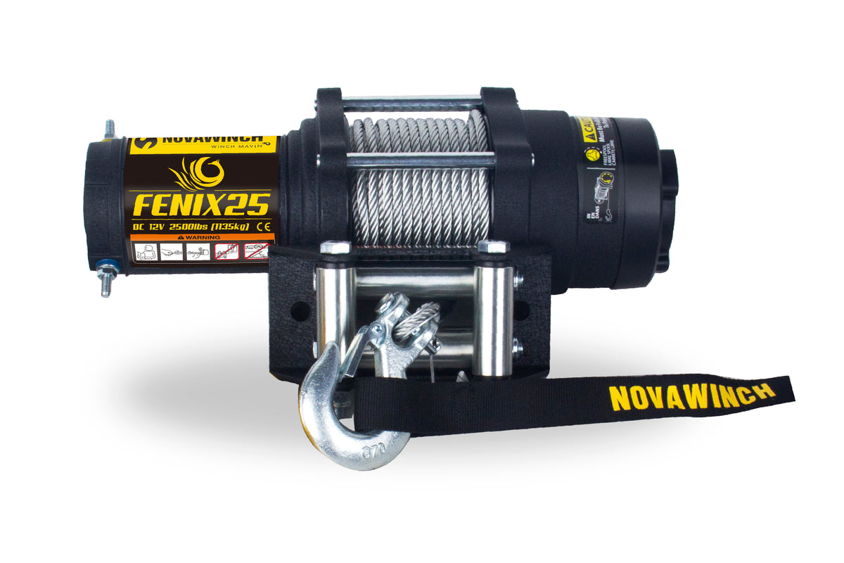 Novawinch FENIX ATV Winch - 2500lb Line Pull 12V Electric Winch for ATV UTV - Sealed Permanent Magnet Motor - Mechanical Load Holding Brake System