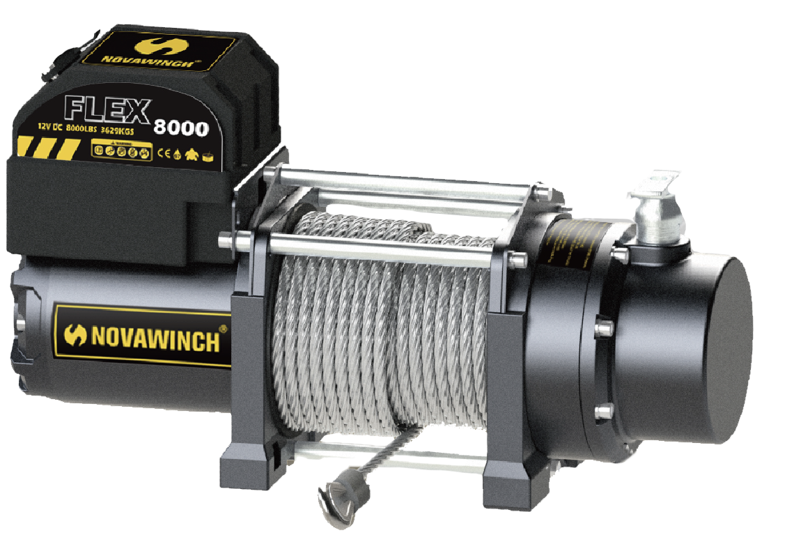 Novawinch FLEX 8000 Trailer Winch Utility Winch, 12v, 8,000 lbs capacity (Wire Cable)