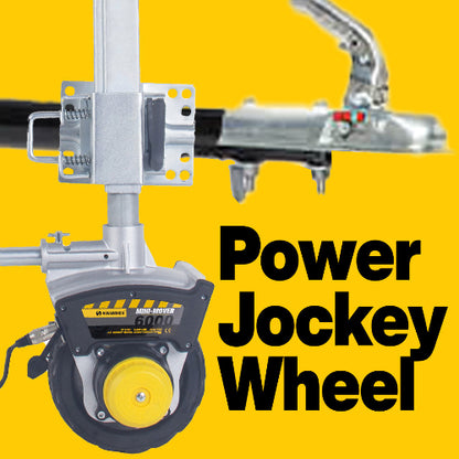 Power Jockey Wheel with yellow background and 'Power Jockey Wheel' text