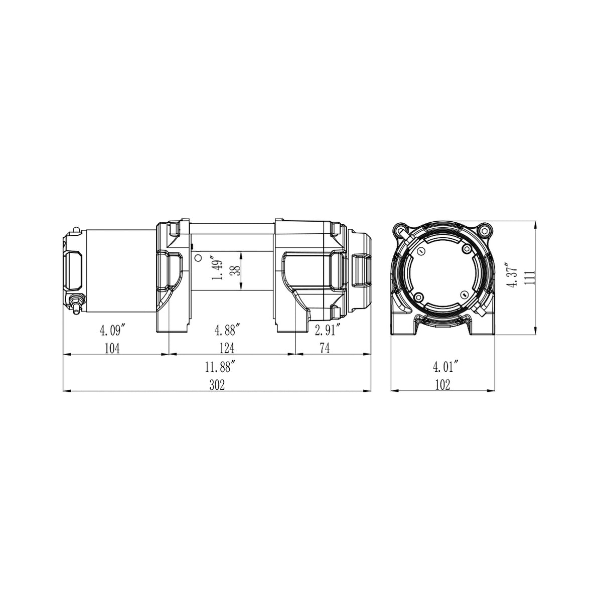 Novawinch Super B 12v Winch for ATV/SxS/trailers and utility - Standard Mounting